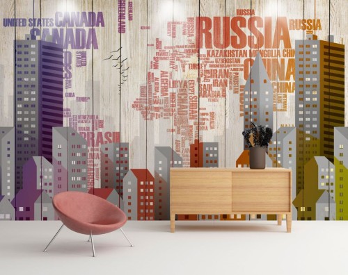 Fototapeta mapa z napisów