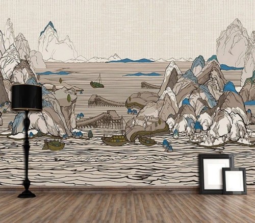 Fototapeta Naturalny krajobraz, woda i ilustracja