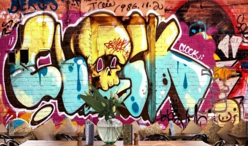 Fototapeta Graffiti, farba i różowy