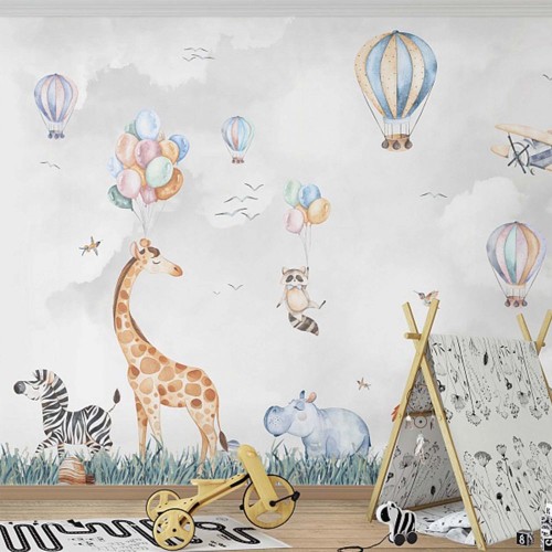 Fototapeta żyrafa, giraffidae i balon na gorące powietrze