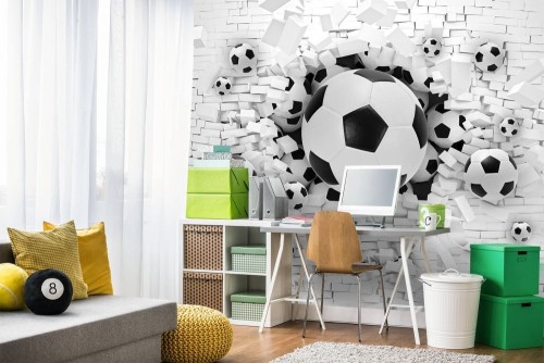 Fototapeta 3D Piłka łamie ścianę