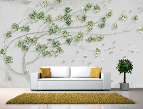 Fototapeta Roślina, sofa i biały