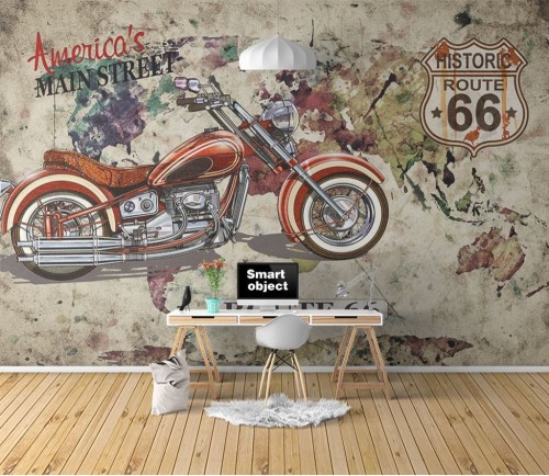 Fototapeta Motocykl, Ściana i Tapeta