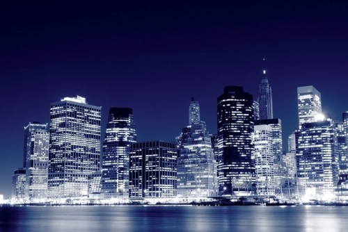 Fototapeta Niższe Manhattan Skyline w nocy, New York City