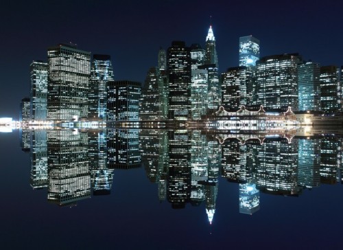 Fototapeta Manhattan skyline w nocy, New York City