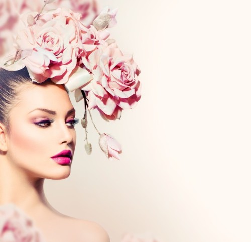 Fototapeta Dziewczyna Beauty Hair Fashion Model z kwiatów. Panna młoda