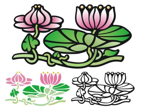 Fototapeta Art Deco style Water lily Lotos z klocków
