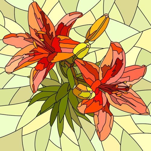 Fototapeta Ilustracja wektora czerwony kwiat lilii.