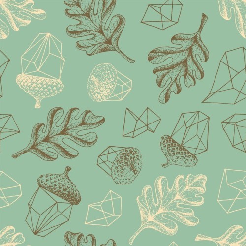 Fototapeta Jesień dębowych lasów bezszwowych botanicznych wzór.
