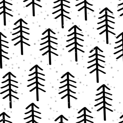 Fototapeta Zima graficzny szwu z graficznymi choinek. Ręcznie rysowane ilustracji wektorowych. Papier pakowy Boże Narodzenie. Skandynawski tematem.
