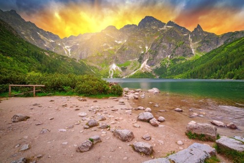 Fototapeta Tatry o zachodzie słońca