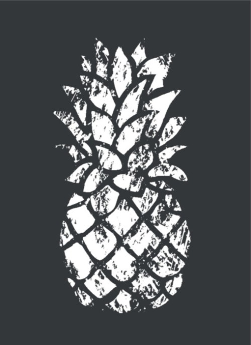 Fototapeta Opieczętowany ananas. czarno-biały kształt.