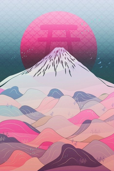 Fototapeta Zamontować abstrakcyjne pojęcie projekt cyfrowy fuji