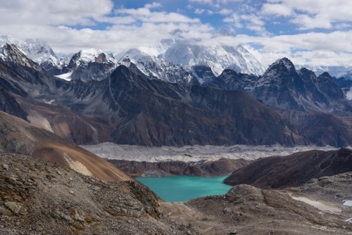 Fototapeta Widok górski himalajów od renjo la pass, region everest, nepal