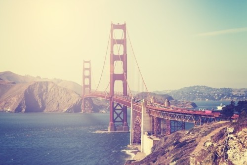 Fototapeta Widok na Golden Gate Bridge w tonacji vintage.