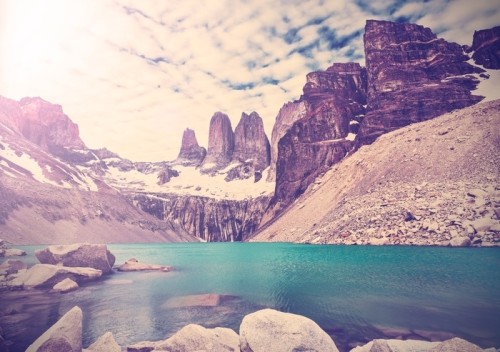 Fototapeta Vintage zdjęcie z torres del paine park narodowy, patagonia, chil
