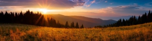 Fototapeta Panoramiczny widok na wschód słońca na Tatrach