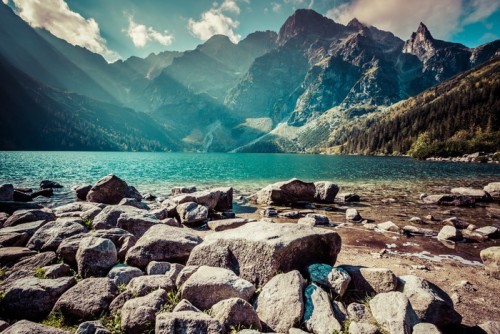 Fototapeta Zielone wody górskie jezioro Morskie Oko, Tatry, Polska