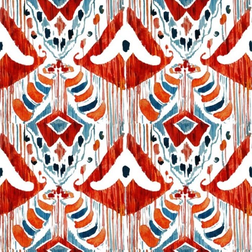 Fototapeta Ikat szwu Czeski etnicznych wzór w stylu akwareli.