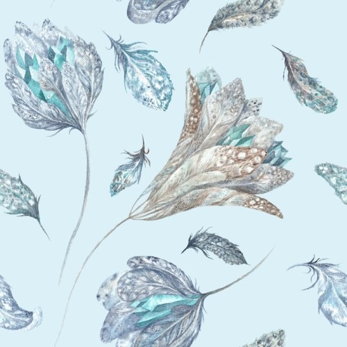 Fototapeta Feather Kwiaty akwarela Wzór