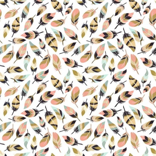 Fototapeta Styl Boho piórko szwu. Tło z kolorowych piór. ilustracji wektorowych
