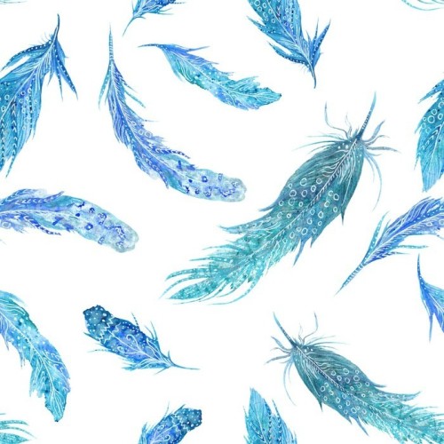 Fototapeta Akwarela Turquoise Feather Wzór