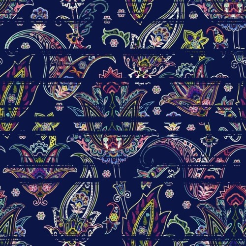 Fototapeta Seamless paisley wzór na paski tle bazgrołów. Etniczne motywem kwiatowym