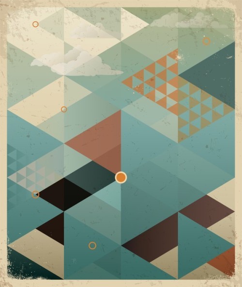 Fototapeta Abstrakcyjne geometryczne tle retro z chmur