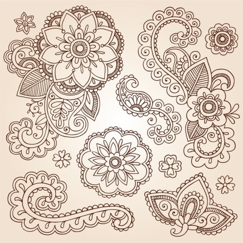 Fototapeta Ustawić elementy mandala henny tatuaż Paisley Doodle konstrukcji wektora