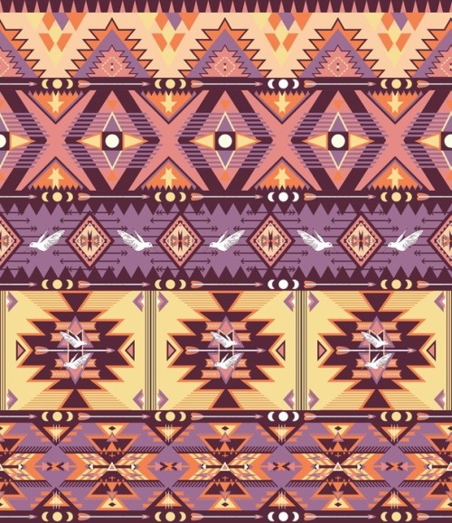 Fototapeta Powtarzalne kolorowe aztec wzór z ptakami i strzałki