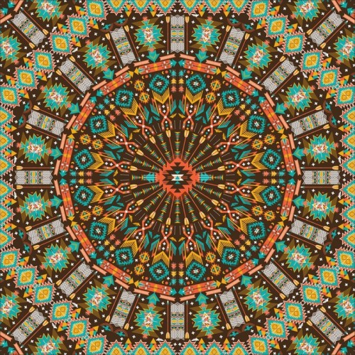 Fototapeta Ozdobne okrągłe aztec wzór geometryczny
