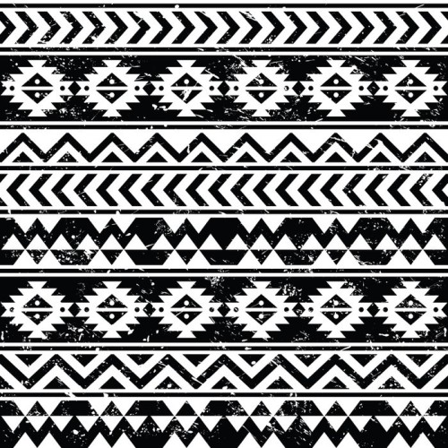 Fototapeta Aztec tribal bezszwowych grunge biały wzór na czarnym tle