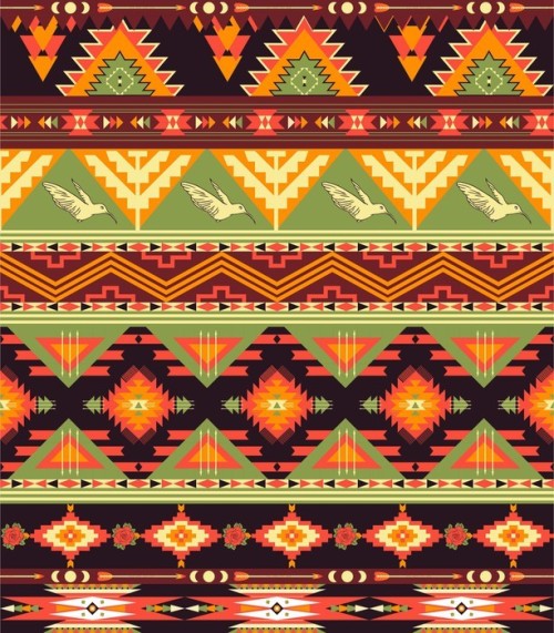 Fototapeta Powtarzalne kolorowe aztec wzór z ptakami i strzałki