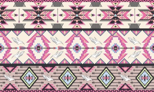 Fototapeta Powtarzalne kolorowe aztec wzór z ptakami i strzałki