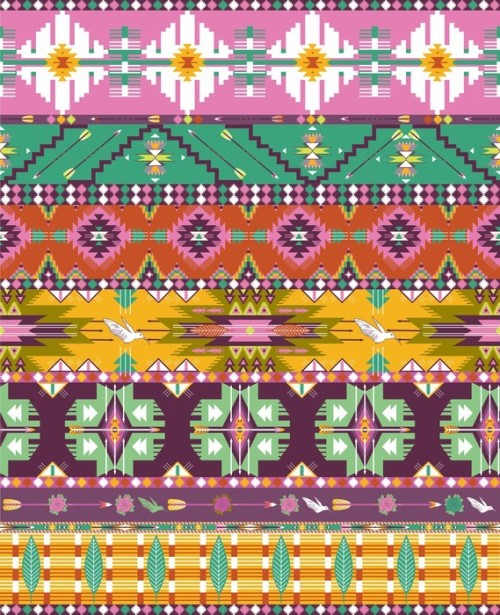 Fototapeta Jednolite kolorowe aztec geometryczny wzór z ptakami i strzały