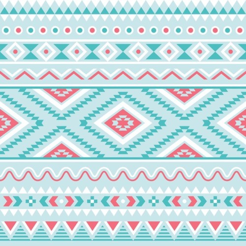 Fototapeta Tribal wzór bez szwu, aztec tło niebieskie i różowe