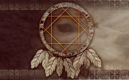 Fototapeta Amerykańska Dreamcatcher z wilka oczy