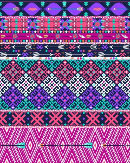 Fototapeta Tribal szwu aztec deseń z ptaków i kwiatów