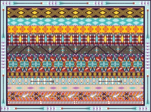 Fototapeta Bez szwu kolorowe geometryczne tribal dywan z ptakami
