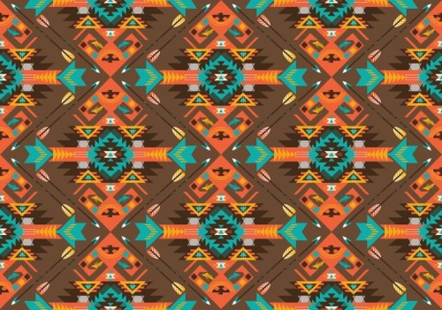Fototapeta Jednolite kolorowe aztec wzór geometryczny