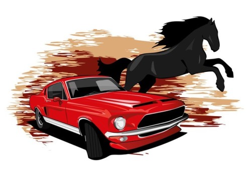 Fototapeta Samochód rysunek koń mustang