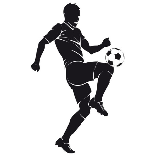 Fototapeta Piłka nożna wektorowe (soccer) sylwetka gracza z kulowym odizolowanych