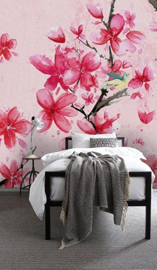 Fototapeta Sakura z akwarelą