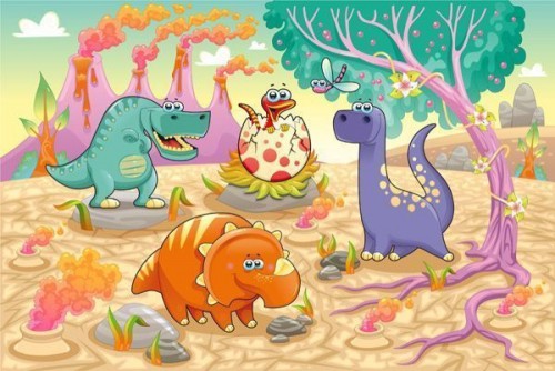 Fototapeta Rysunek z dinozaurami