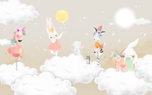 Fototapeta Kreskówka, ilustracja i króliki i zające