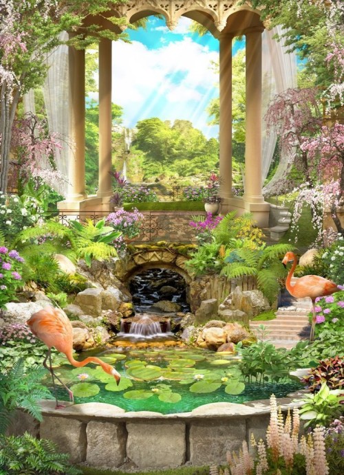 Fototapeta Flamingi nad stawem