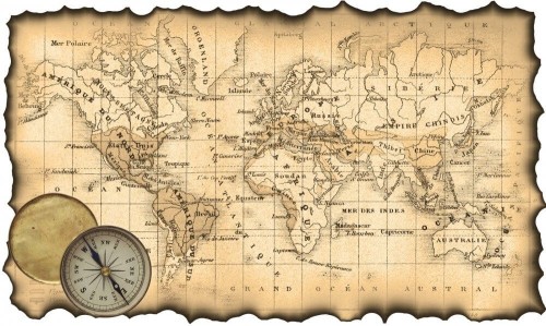 Fototapeta Mapa z kompasem 