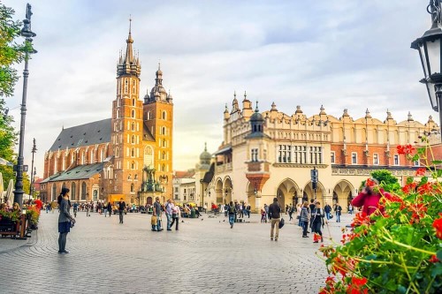 Fototapeta Kościół Najświętszej Marii panny i Sala Tkaniny u schyłku