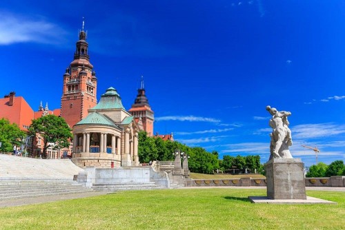 Fototapeta Statua, szyby Dzielnego