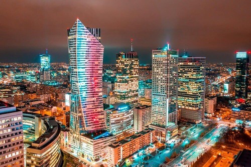 Fototapeta Nocne ogni Warszawy